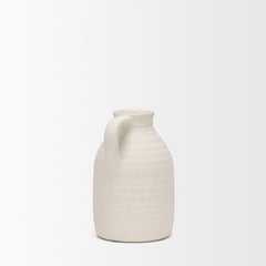 Tyrus Matte White Medium Textured with Speckling Ceramic Vase - Ornate Home