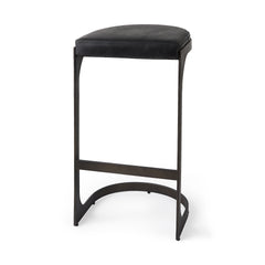 Tyson Black Leather with Metal Frame Bar Stool - Ornate Home