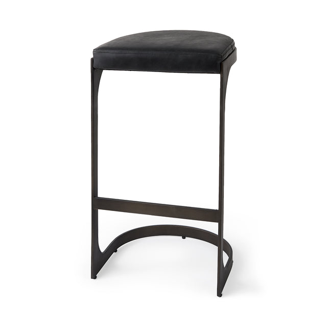 Tyson Black Leather with Metal Frame Bar Stool - Ornate Home