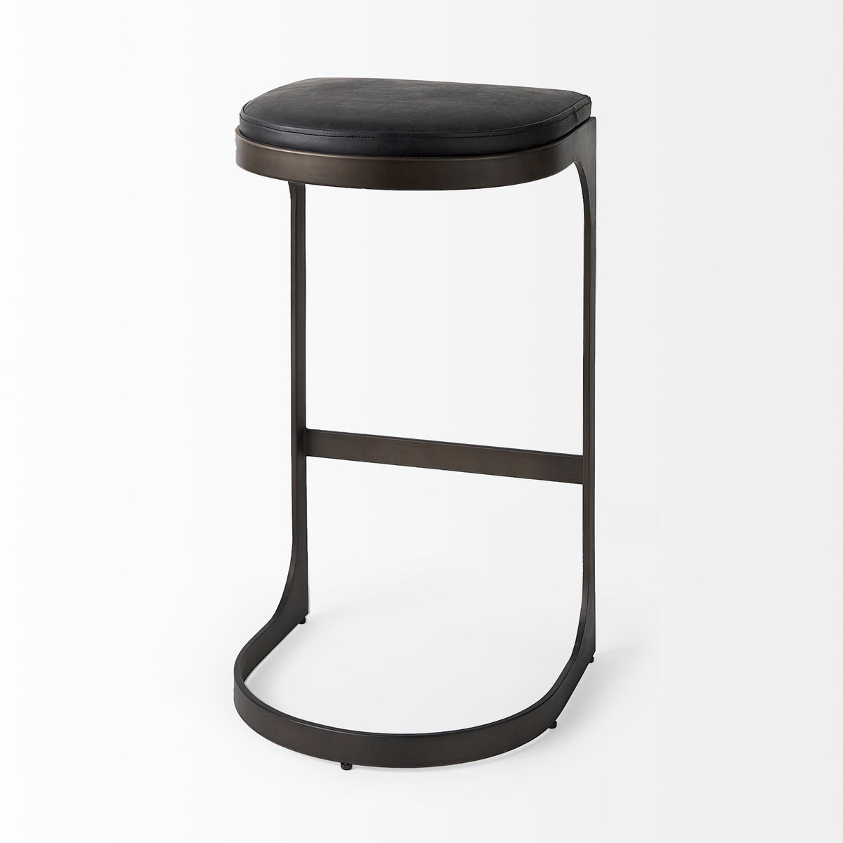 Tyson Black Leather with Metal Frame Bar Stool - Ornate Home