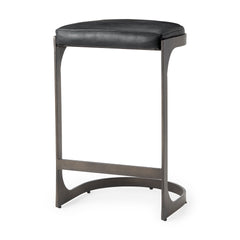 Tyson Black Leather with Metal Frame Counter Stool - Ornate Home