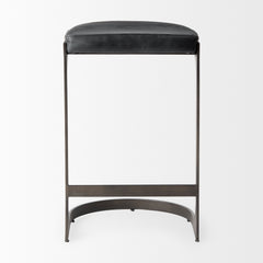 Tyson Black Leather with Metal Frame Counter Stool - Ornate Home