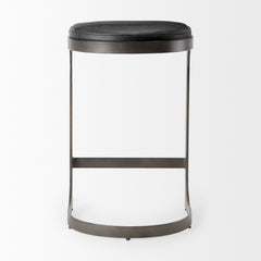 Tyson Black Leather with Metal Frame Counter Stool - Ornate Home