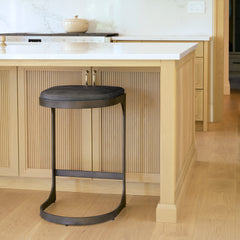 Tyson Black Leather with Metal Frame Counter Stool - Ornate Home