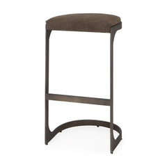 Tyson Brown/Gray Suede with Metal Frame Bar Stool - Ornate Home