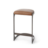 Tyson Brown Leather with Metal Frame Counter Stool - Ornate Home