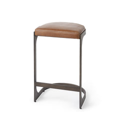 Tyson Brown Leather with Metal Frame Counter Stool