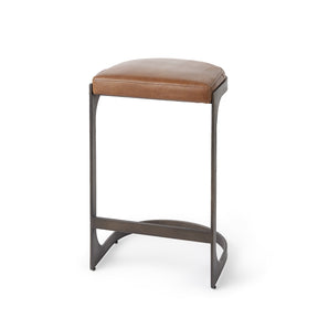 Tyson Brown Leather with Metal Frame Counter Stool - Ornate Home