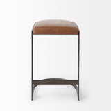Tyson Brown Leather with Metal Frame Counter Stool - Ornate Home