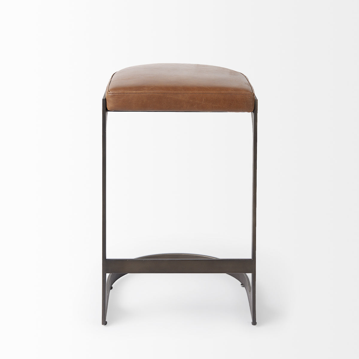 Tyson Brown Leather with Metal Frame Counter Stool - Ornate Home