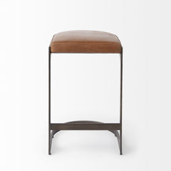 Tyson Brown Leather with Metal Frame Counter Stool