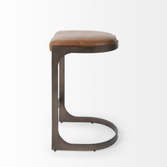 Tyson Brown Leather with Metal Frame Counter Stool
