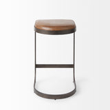 Tyson Brown Leather with Metal Frame Counter Stool - Ornate Home
