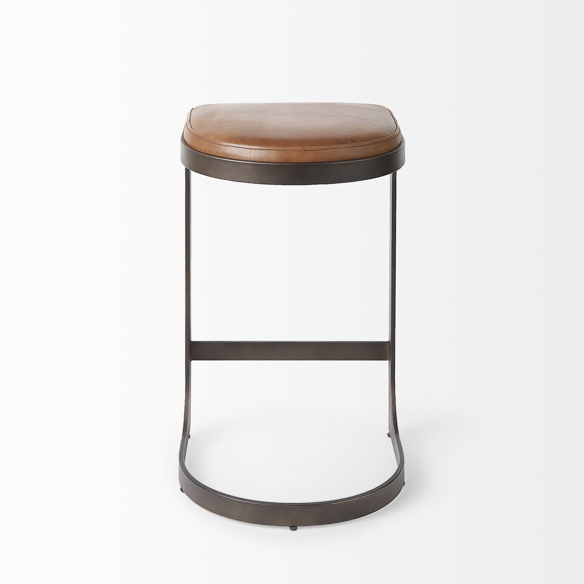 Tyson Brown Leather with Metal Frame Counter Stool - Ornate Home
