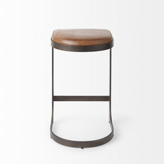 Tyson Brown Leather with Metal Frame Counter Stool