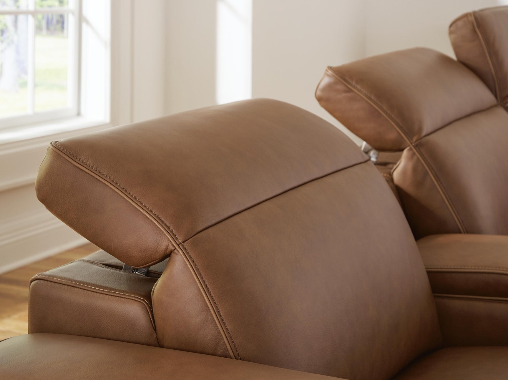 Magic Man Caramel 6-Piece Power Reclining Sectional with Console