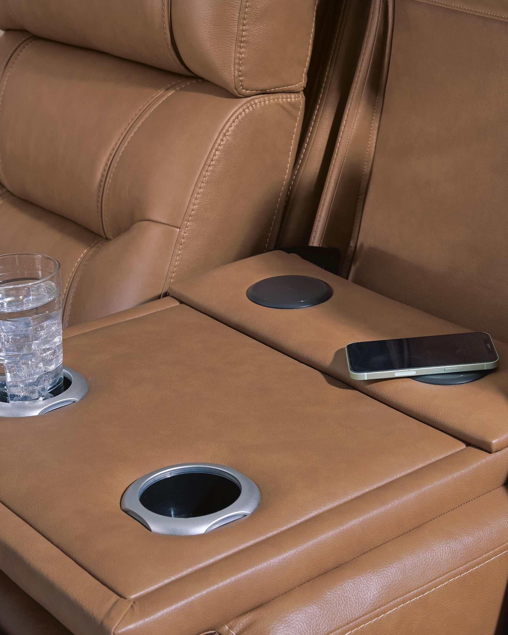Dreamer Caramel Power Reclining Sofa with Audio Seating