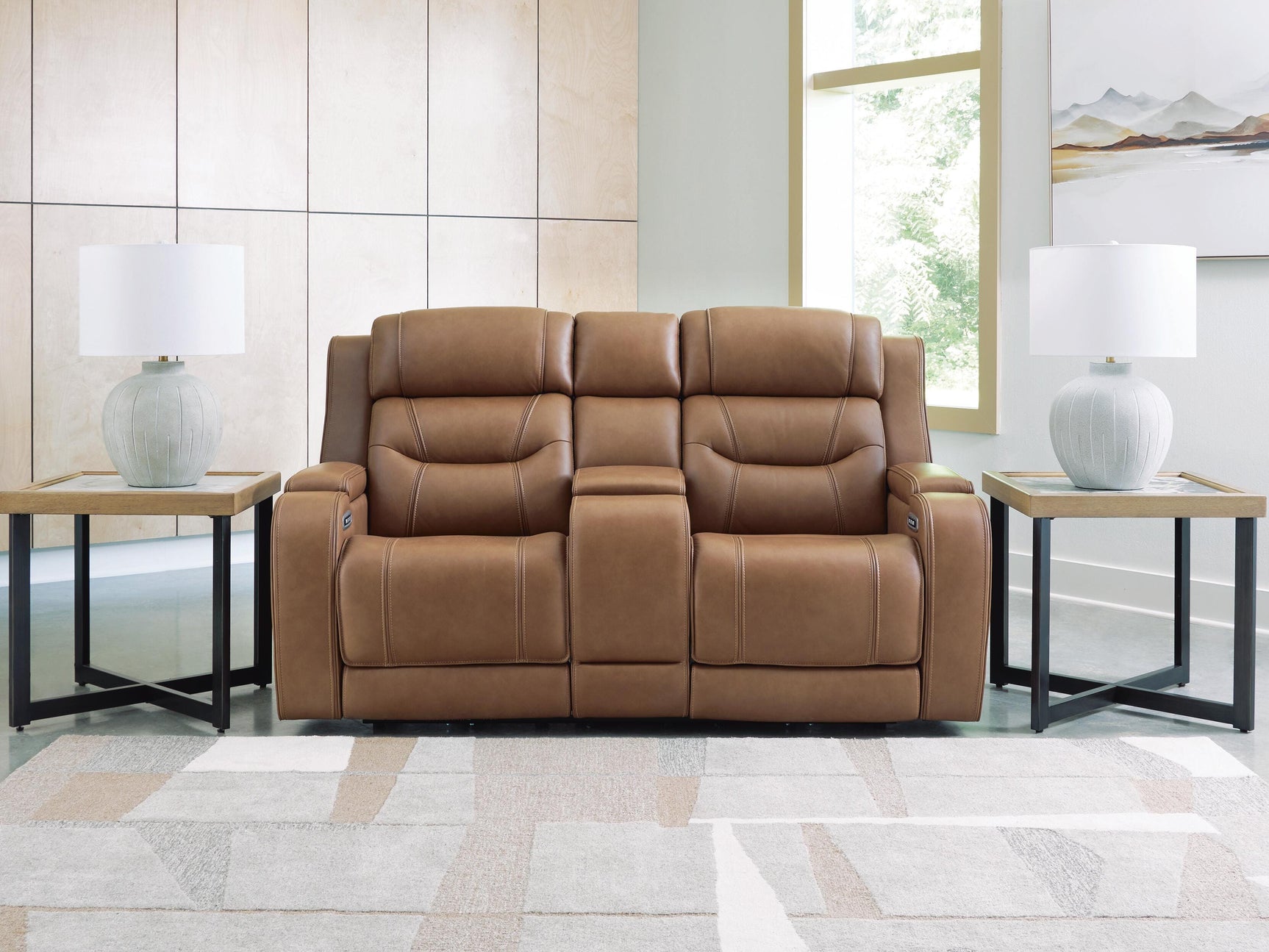 Dreamer Caramel Power Reclining Loveseat with Audio Seating (Online Special Price)