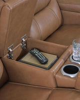 Dreamer Caramel Power Reclining Loveseat with Audio Seating