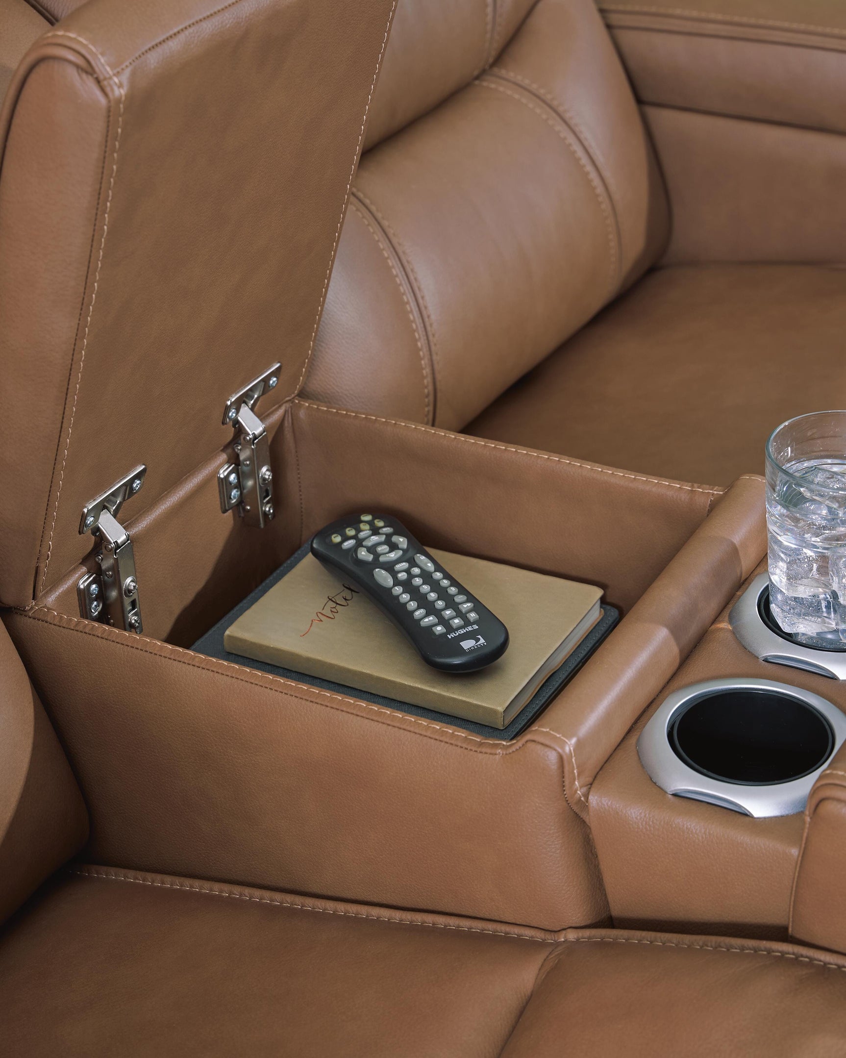 Dreamer Caramel Power Reclining Loveseat with Audio Seating