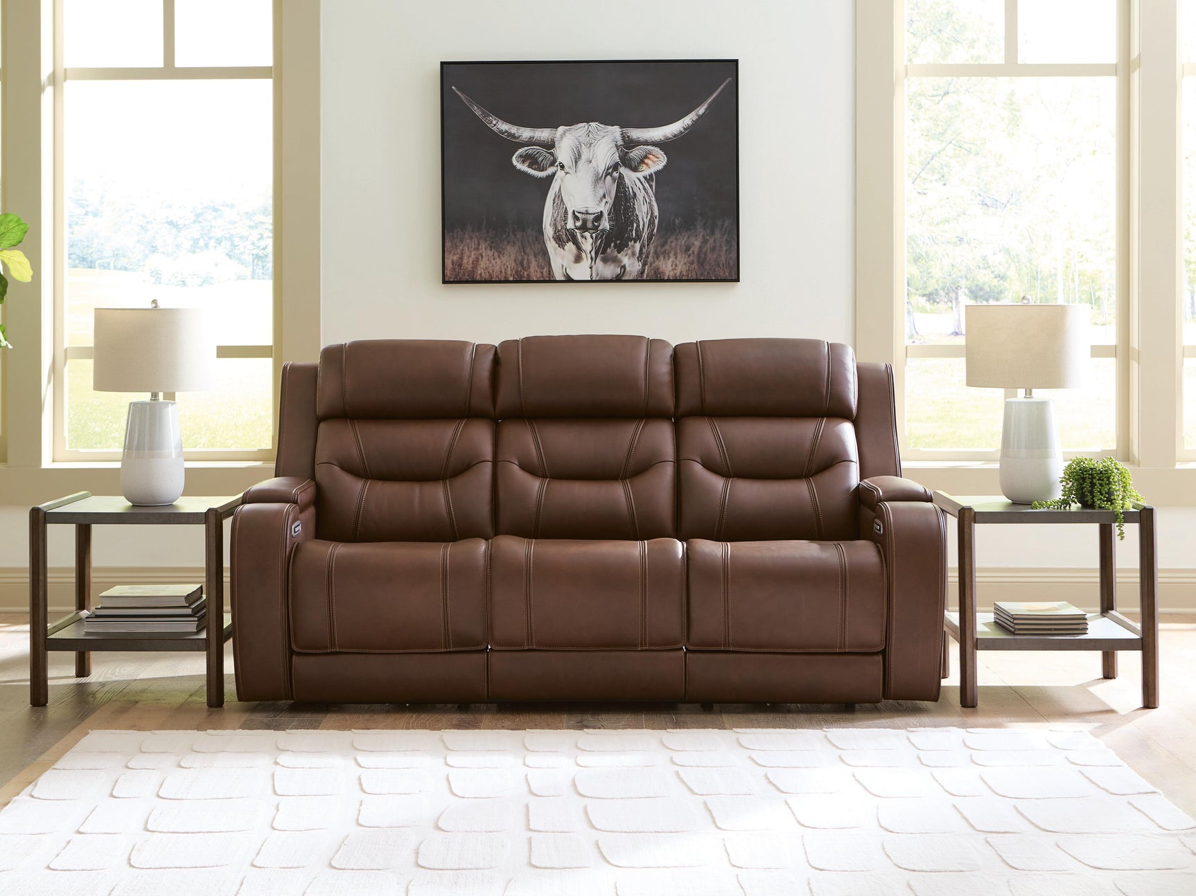 Dreamer Brown Power Reclining Sofa with Audio Seating (Online Special Price)