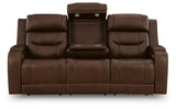 Dreamer Brown Power Reclining Sofa with Audio Seating