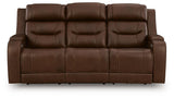 Dreamer Brown Power Reclining Sofa with Audio Seating