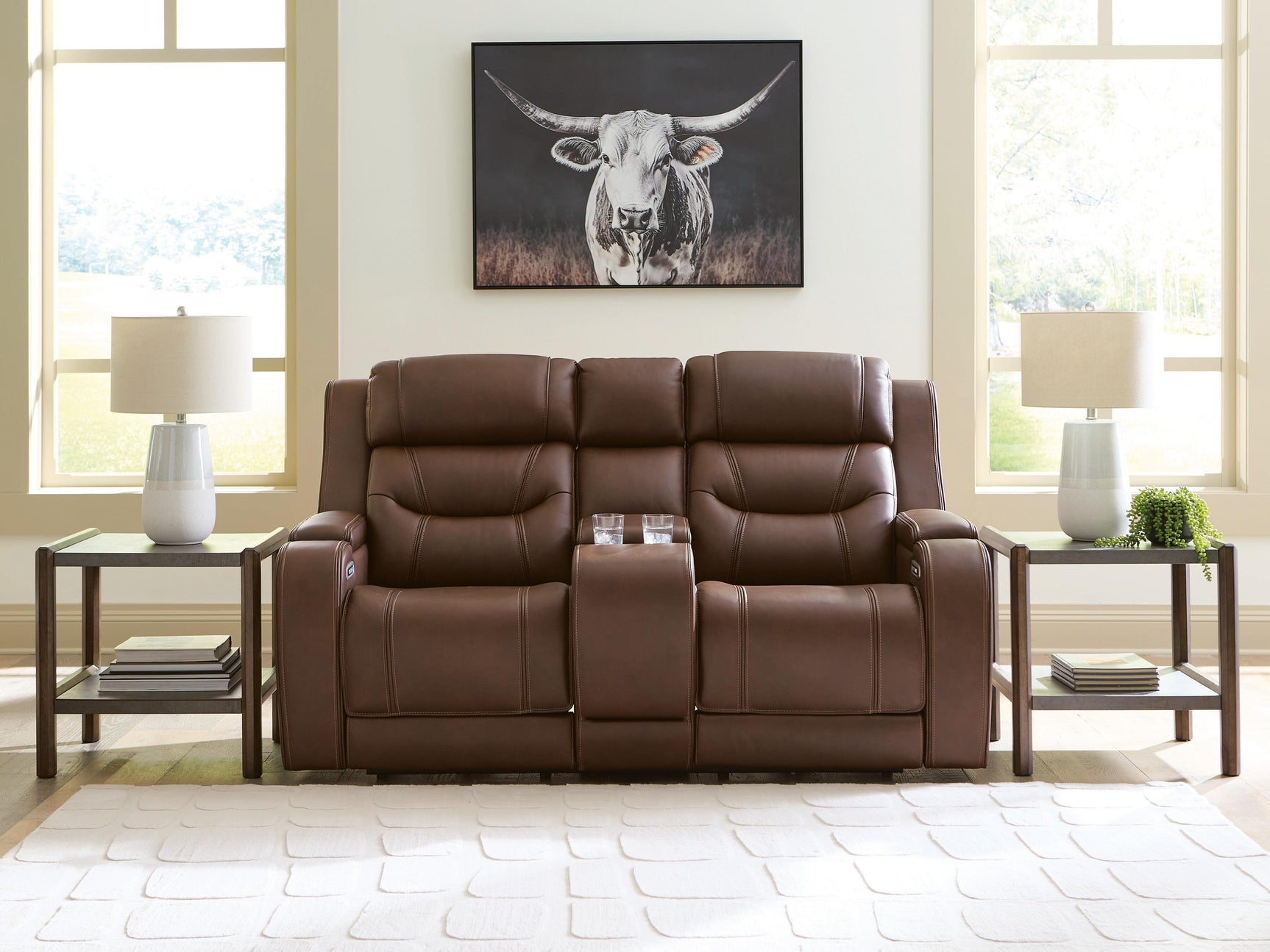 Dreamer Brown Power Reclining Loveseat with Audio Seating (Online Special Price)