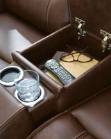 Dreamer Brown Power Reclining Loveseat with Audio Seating