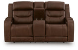 Dreamer Brown Power Reclining Loveseat with Audio Seating