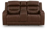 Dreamer Brown Power Reclining Loveseat with Audio Seating