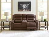 Dreamer Brown Power Reclining Loveseat with Audio Seating