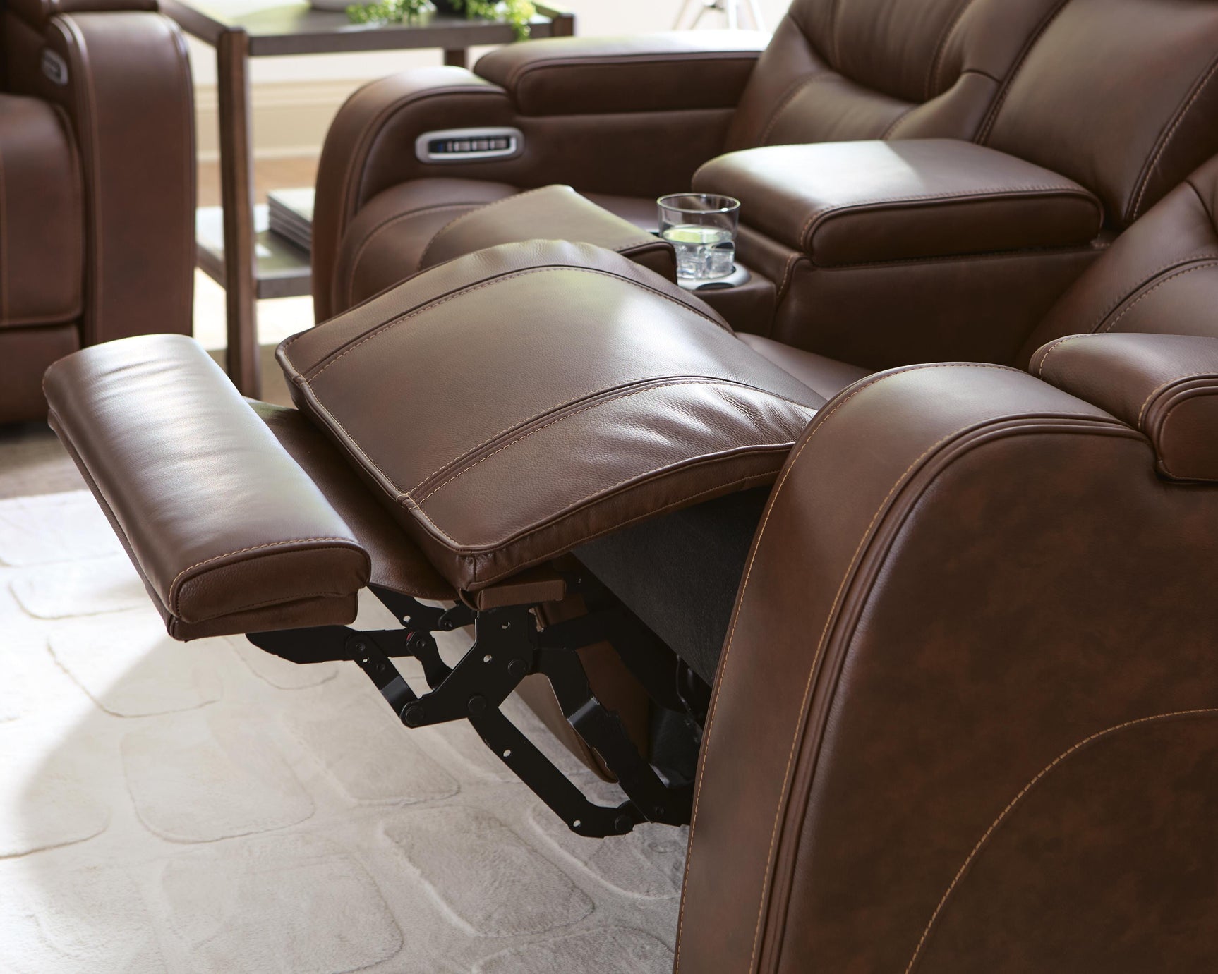 Dreamer Brown Power Reclining Loveseat with Audio Seating