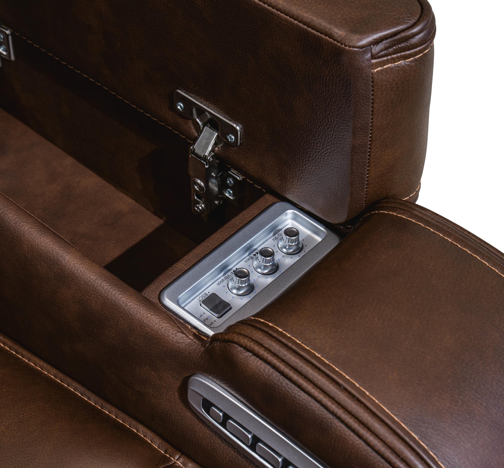 Dreamer Brown Power Reclining Loveseat with Audio Seating