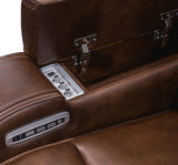 Dreamer Brown Power Reclining Sofa with Audio Seating