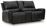 Danemere Black Reclining Loveseat with Console