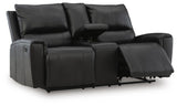 Danemere Black Reclining Loveseat with Console