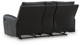 Danemere Black Reclining Loveseat with Console