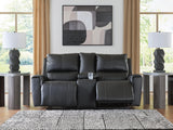 Danemere Black Reclining Loveseat with Console