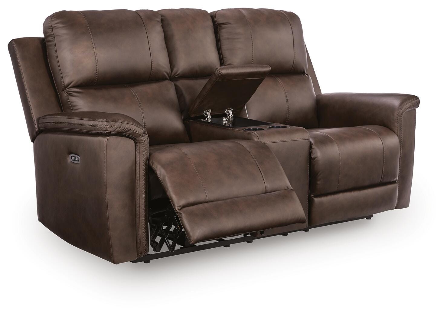 Beryton Espresso Power Reclining Loveseat with Console