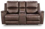 Beryton Espresso Power Reclining Loveseat with Console