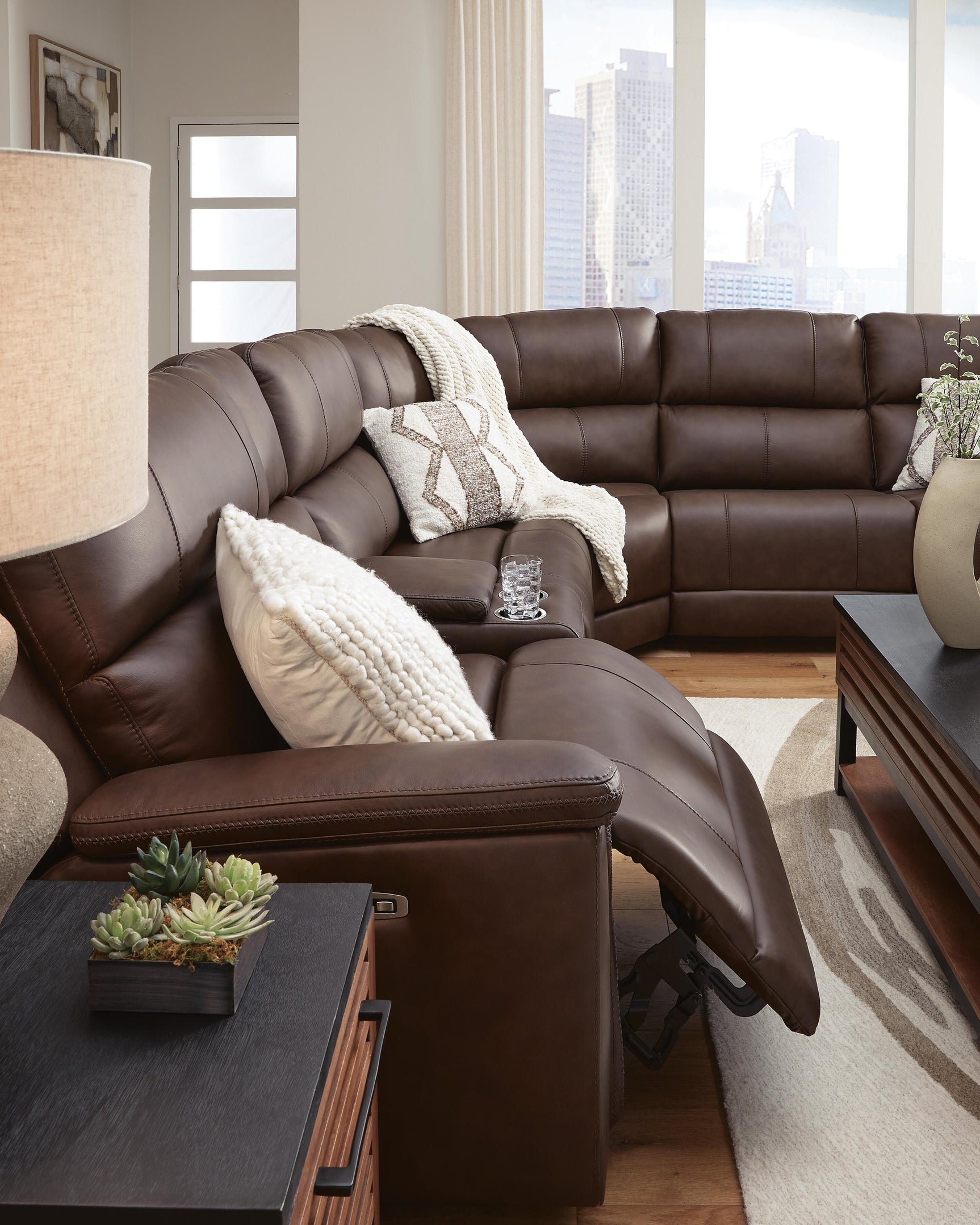 Beryton Espresso 6-Piece Power Reclining Sectional