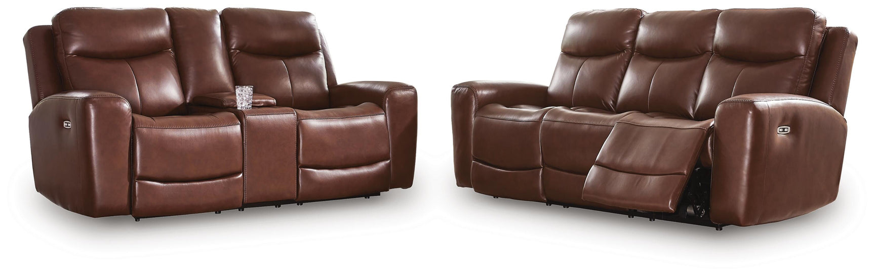 Bexhurst Mahogany Power Reclining Sofa and Loveseat