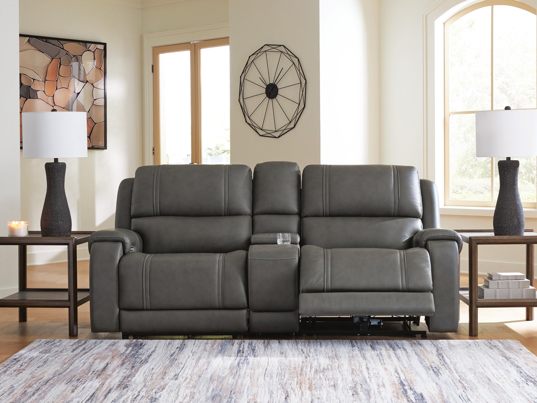 5Z-Harrenhurst Anchor 3-Piece Power Reclining Sectional Loveseat with Console (Online Special Price)