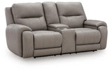 Real Moments Ash Power Reclining Loveseat with Audio Seating