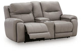 Real Moments Ash Power Reclining Loveseat with Audio Seating