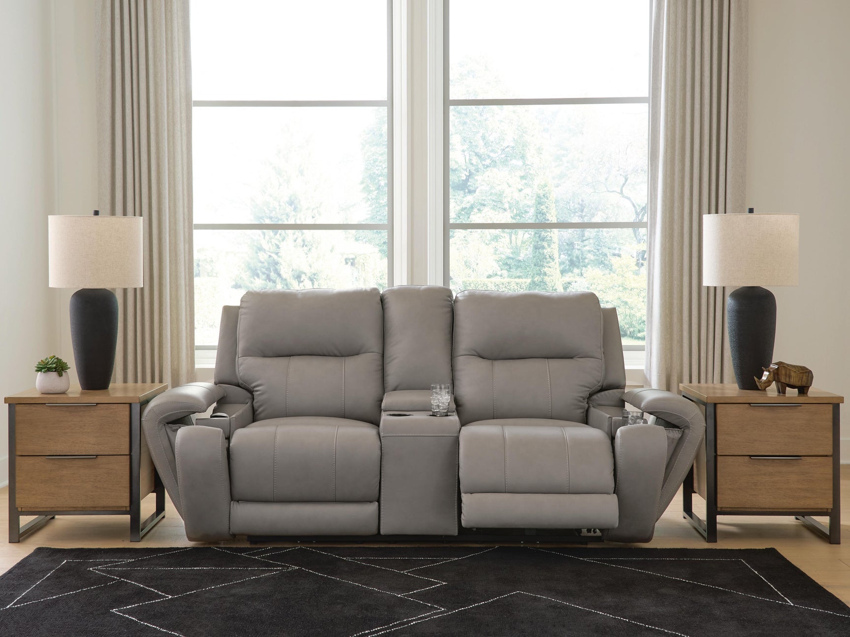 Real Moments Ash Power Reclining Loveseat with Audio Seating
