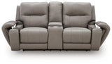 Real Moments Ash Power Reclining Loveseat with Audio Seating