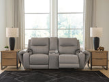 Real Moments Ash Power Reclining Loveseat with Audio Seating