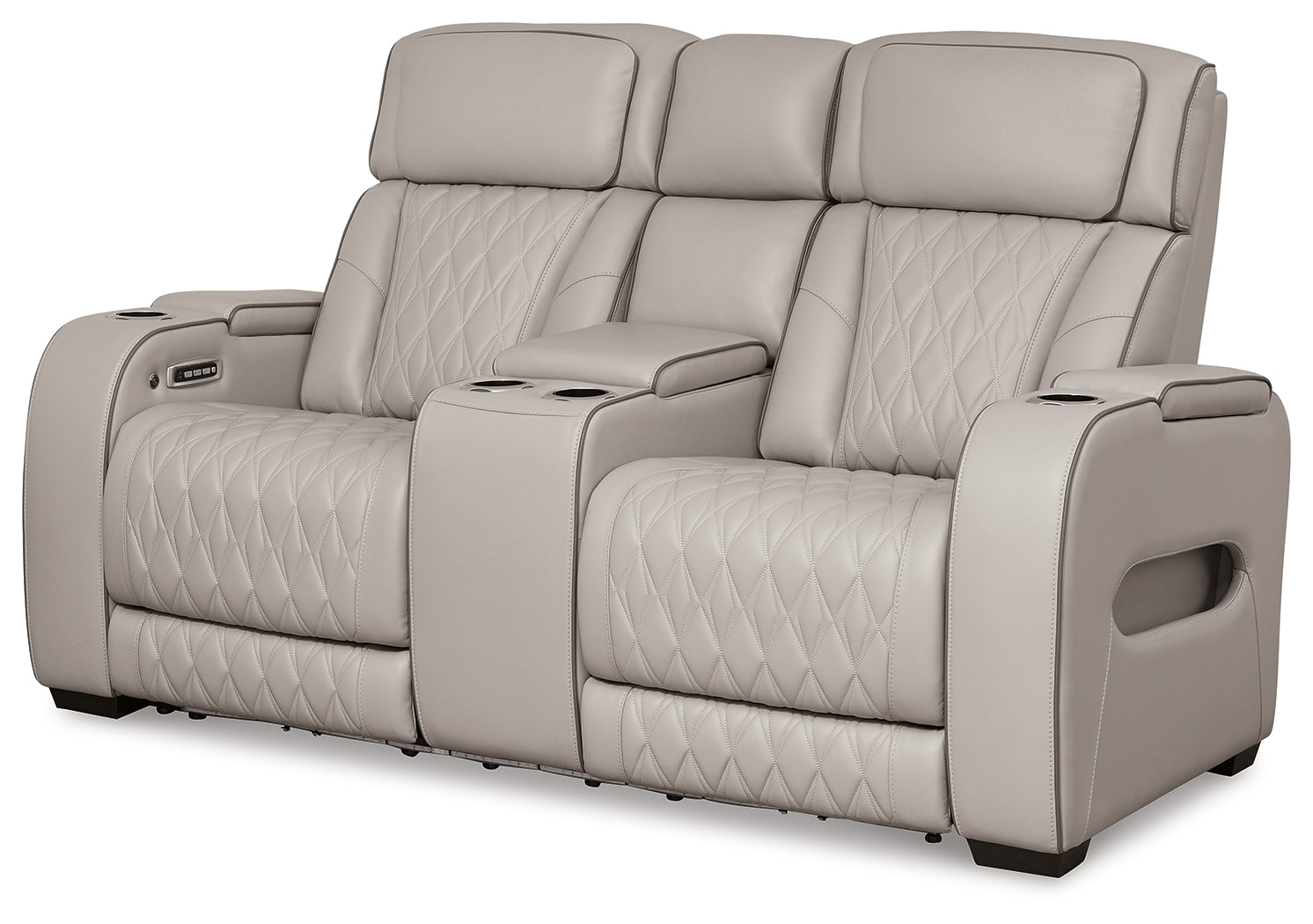 Boyington Gray Power Reclining Loveseat with Console - Ornate Home